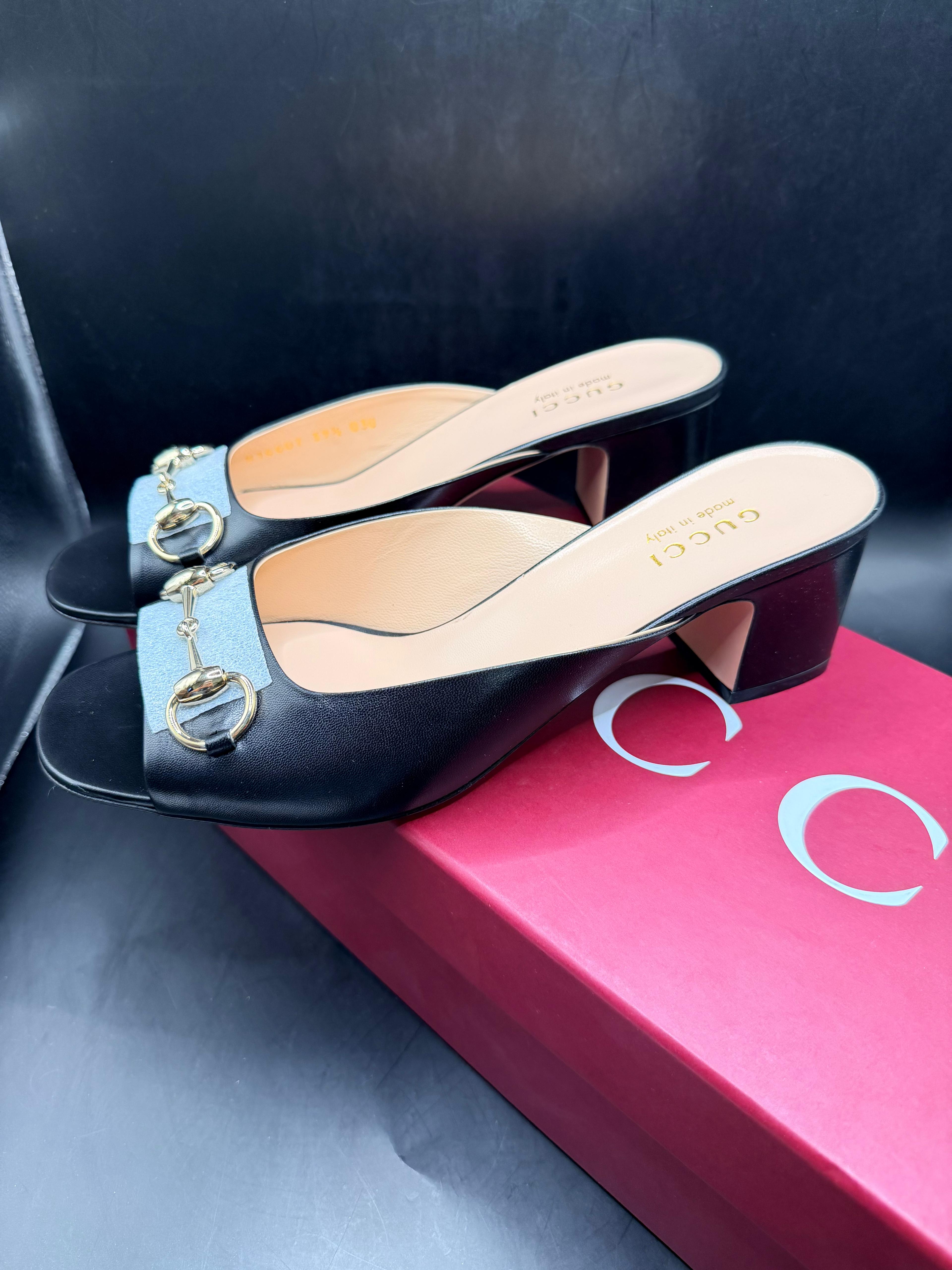 Gucci leather horsebit mules 2.5inch heel