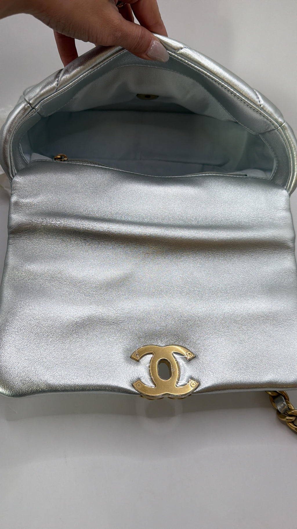 Chanel 19 Metallic Silver